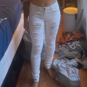 White ripped jeans